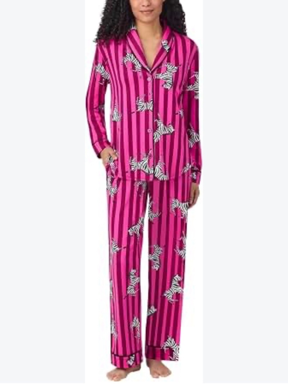 Women's Pink Zebra Stripe Pajama Set